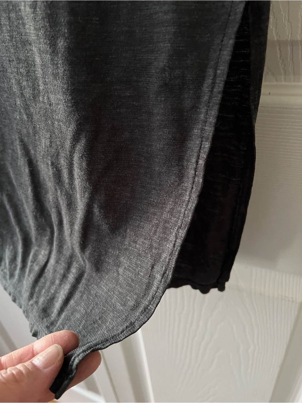 LIKE NEW! — Eileen Fisher Hemp/Organic Cotton Sleeveless Dark Grey Midi Dress - Picture 3 of 6